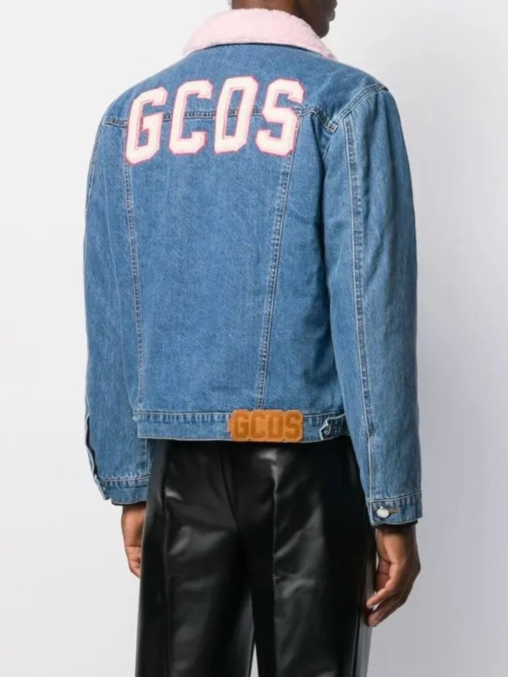 GCDS Mens Faux Shearling Collar Denim Jacket Size XL